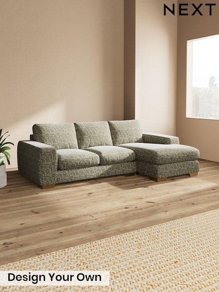 Relaxed Linen Look Print/Floral Dark Green - Houghton Deep Relaxed Sit