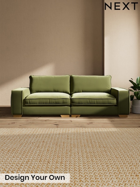 Plush Velvet Easy Clean/Mid Olive Green - Novella Deep Relaxed Sit