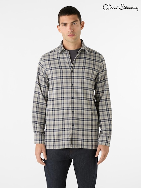 Oliver Sweeney Grey Brushed Cotton Check Shirt (G47716) | £119