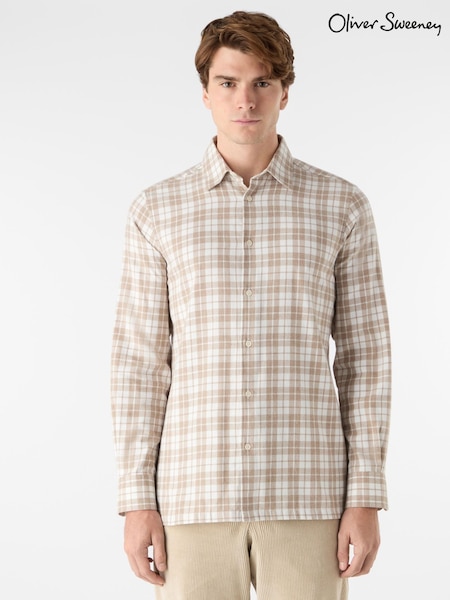 Oliver Sweeney Natural Brushed Cotton Check Shirt (G47725) | £119
