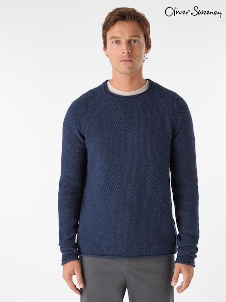Oliver Sweeney Blue Lambswool Mock Neck Jumper (G47731) | £149