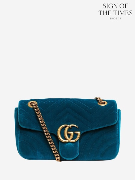 Sign of the Times Green GG Marmont Velvet Shoulder Bag (G47907) | £0