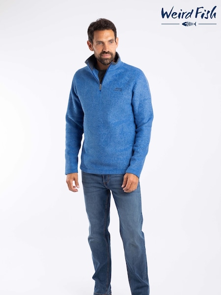 Weird Fish Blue Newark Quarter  Zip Grid Fleece (G47973) | £60