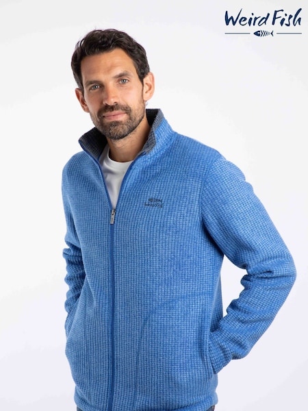 Weird Fish Blue Shires Full Zip Grid Fleece (G47974) | £65