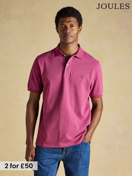 Berry Red - Regular Joules Woody Cotton Pique Polo Shirt
