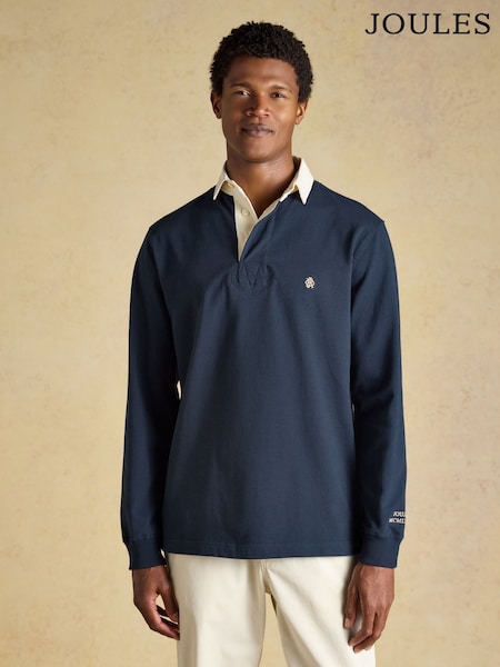 Navy - Regular Joules Rugby Club Long Sleeve Plain Shirt