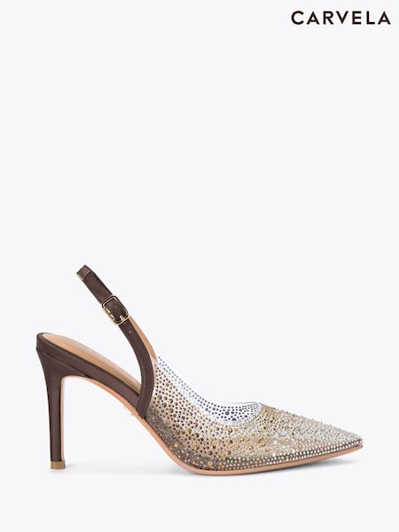 Carvela Brown Positano Vinyl Sling Back Shoes (G48219) | £149