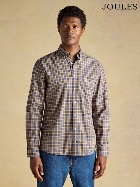 Blue & Yellow - Regular Joules Cotton Poplin Long Sleeve Check Shirt