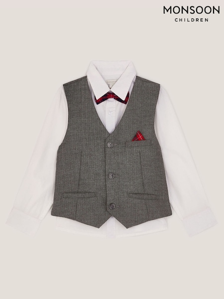Monsoon Grey 3-Piece Waistcoat & Shirt (G48259) | £40 - £52