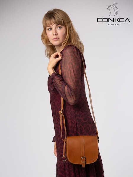 Conkca Fern Leather Cross-Body Brown Bag (G48326) | £55
