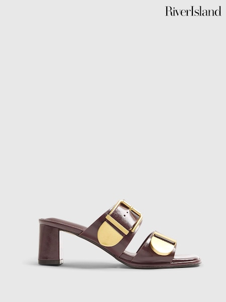 River Island Red Double Buckle Block Sandals (G48347) | £46