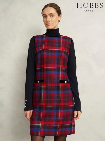 Hobbs Red Petite Dormer Velvet Dress (G48514) | £159