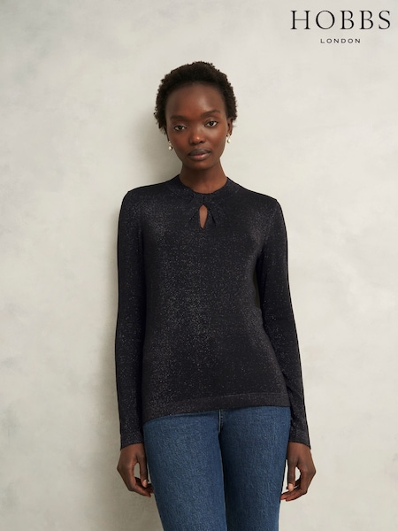 Hobbs Black Effie Sparkle Jumper (G48524) | £89