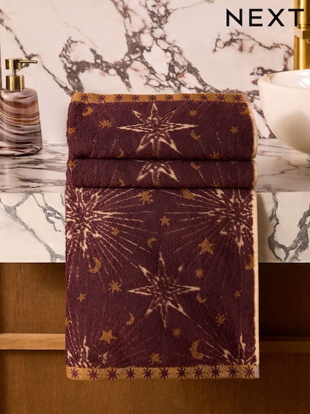 Plum Metallic Star Towel
