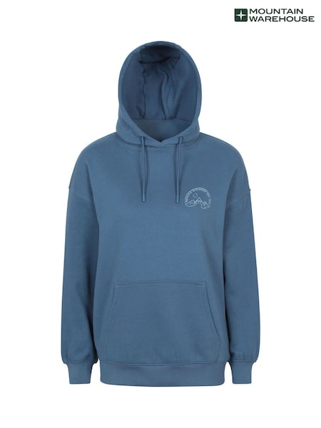 Mountain Warehouse Blue Printed Mountain Wave Womens Relaxed Fit Hoodie (G48622) | £35