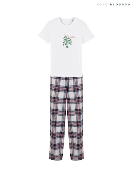 Personalised Mistletoe Tartan Pyjamas by Koko Blossom (G48656) | £32