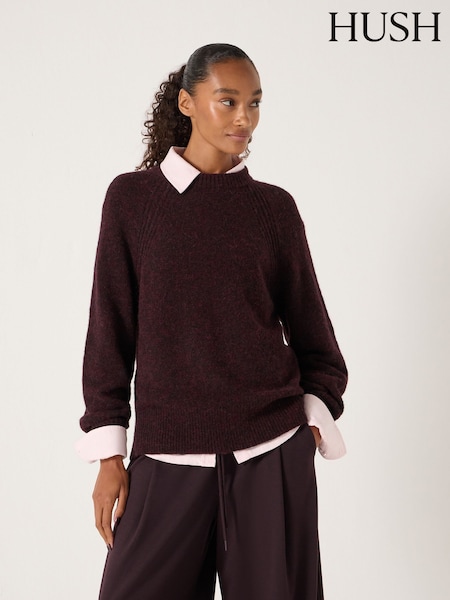 Hush Red Lorna Relaxed Wool Blend Jumper (G48657) | £110