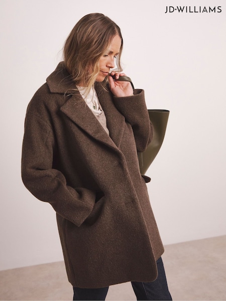 JD Williams Brown Premium Wool Blend Coat (G48666) | £150