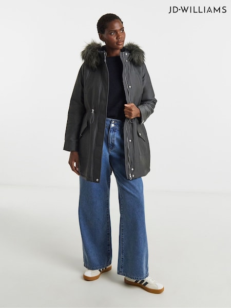 JD Williams Grey Faux Fur Lined Parka Coat (G48669) | £88