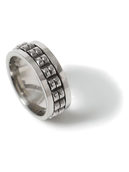 Silver Tone - Regular Silver Tone Stainless Steel Textured Twister Ring