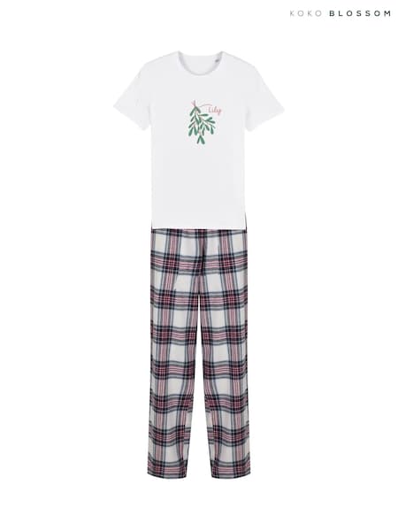 Personalise Mistletoe Tartan Pyjamas by Koko Blossom (G48750) | £28