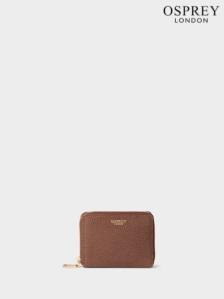 Osprey London The Core Small Leather Zip Around Brown Purse (G48835) | £49