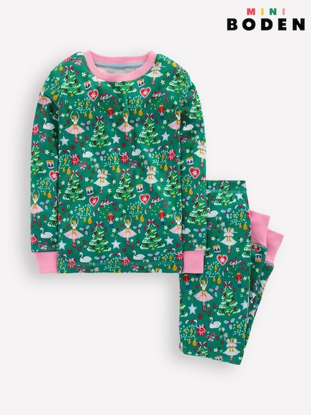 Boden Green Nutcracker Snug Glow-in-the-dark Pyjamas (G48899) | £27 - £32