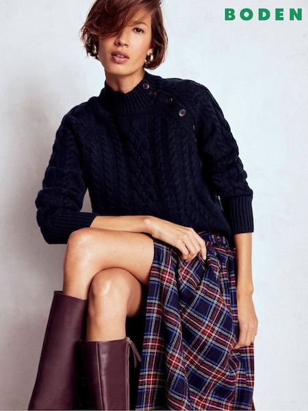 Blue Amara Merino Cable Jumper (G48917) | £129