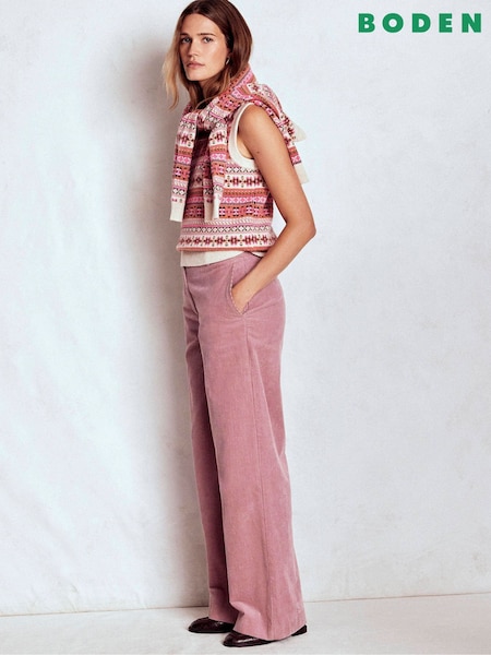 Boden Pink Edie Fair Isle Tank (G48918) | £99