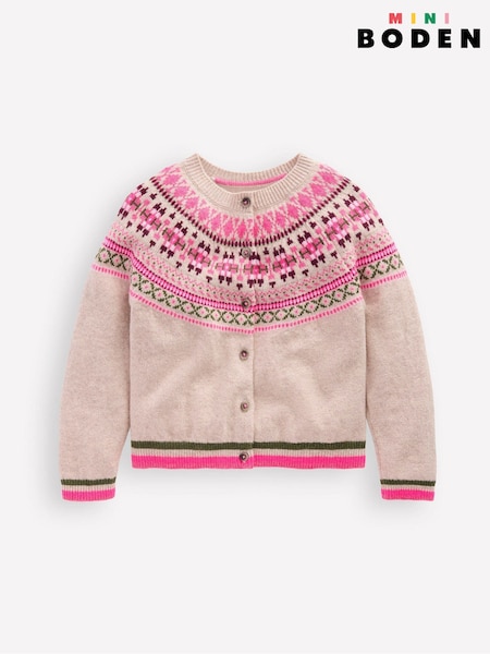 Boden Brown Edie Fair Isle Cardigan (G48923) | £37 - £42