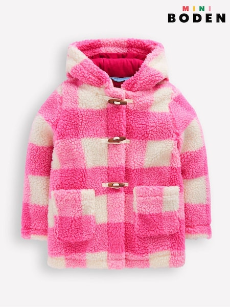 Boden Pink Borg Duffle Coat (G48935) | £55 - £59