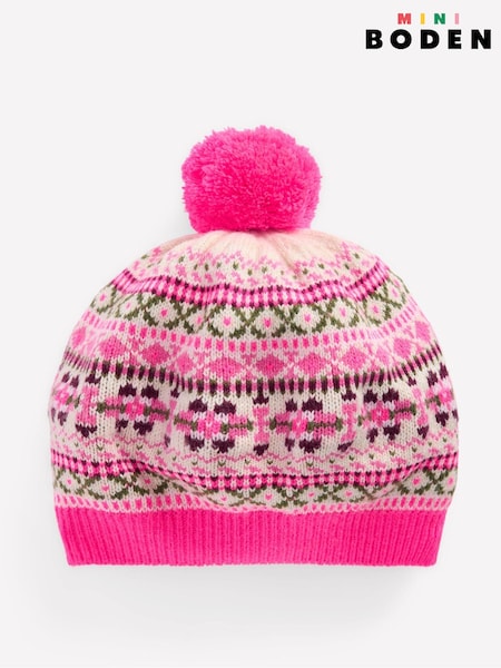 Boden Pink Fair Isle Beret Hat (G48946) | £17 - £19