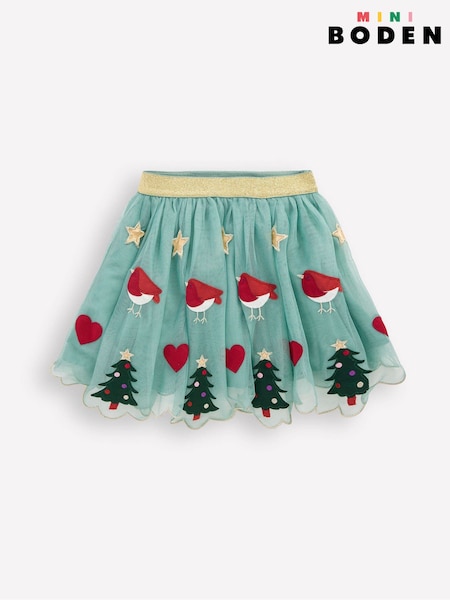 Boden Blue Christmas Appliqué Tulle Skirt (G48995) | £42 - £48