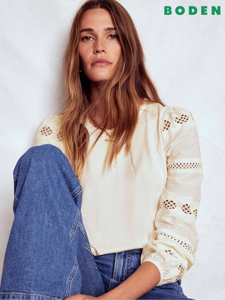 Cream Millie Lace Mix Top (G49011) | £69