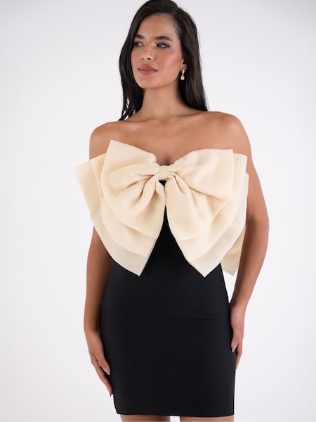 Amy Lynn Black Oscar Extreme Bow Bandage Dress (G49068) | £99