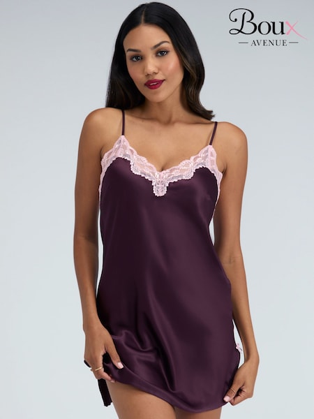Purple Amelia Satin Chemise (G49210) | £32
