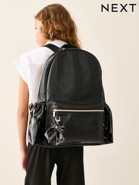Black Bow Detail - Pu Bow Backpack