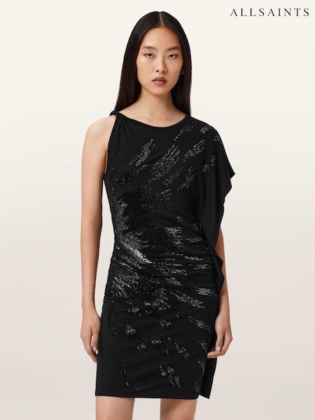 AllSaints Black Sophie Embellished Dress (G49310) | £159