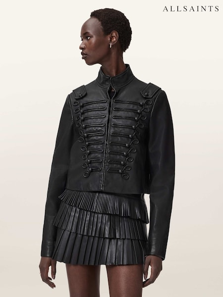 AllSaints Black Rummy Leather Jacket (G49313) | £499