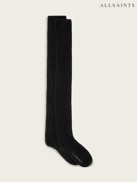 AllSaints Black Bea Over Knee Socks (G49317) | £39