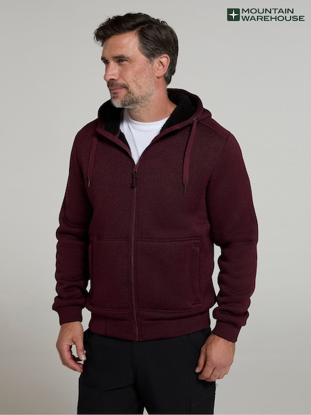 Mountain Warehouse Purple Nevis II Mens Fur Lined Hoodie (G49337) | £56