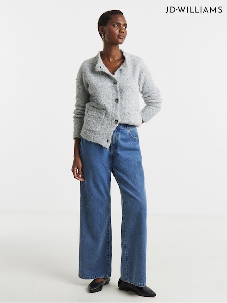 JD Williams Grey Crew Neck Boucle Cardigan (G49690) | £36