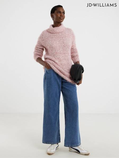 JD Williams Pink Roll Neck Textured Knitted Jumper (G49691) | £36