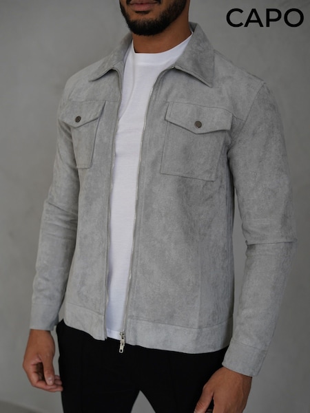 CAPO Grey Faux Suede Jacket (G49726) | £60