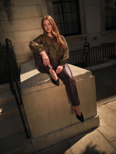 JD Williams Green Lurex Jacquard Raglan Sleeve Blouse (G49738) | £36