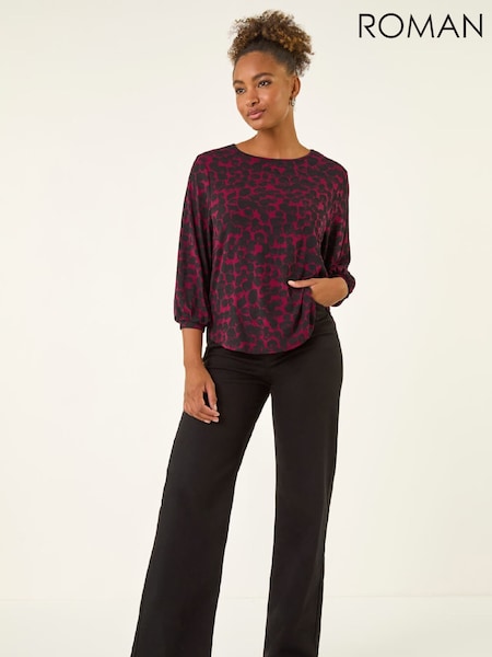 Roman Red Abstract Spot Print Tunic Top (G49793) | £40