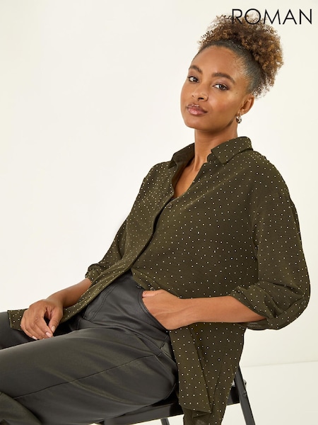 Roman Green Hotfix Button Through Shirt (G49844) | £45