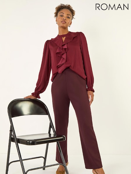 Roman Red Straight Leg Ponte Stretch Trousers (G49853) | £32