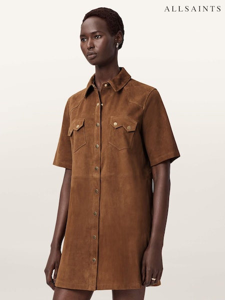 AllSaints Brown Rock Suede Dress (G49929) | £339