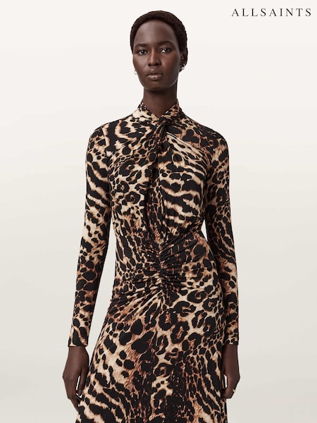 AllSaints Brown Mina Dress (G49934) | £159